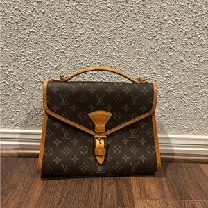 Vintage Louis Vuitton Monogram Bel Air Hand bag  Satchel in Brown and Tan Trim